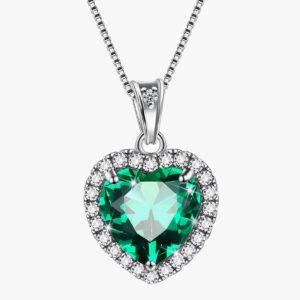 Heart Necklace Women Girls Birthstone Necklace Pendant Jewelry