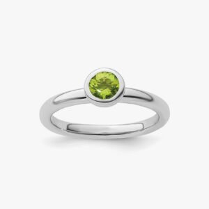 Icecarats 925 Sterling Silver Low Round Green Peridot