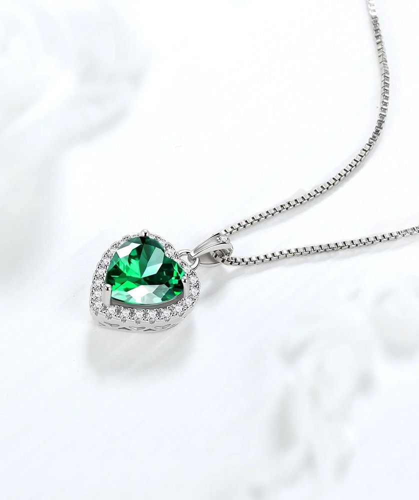 Heart Necklace Women Girls Birthstone Necklace Pendant Jewelry - Image 2