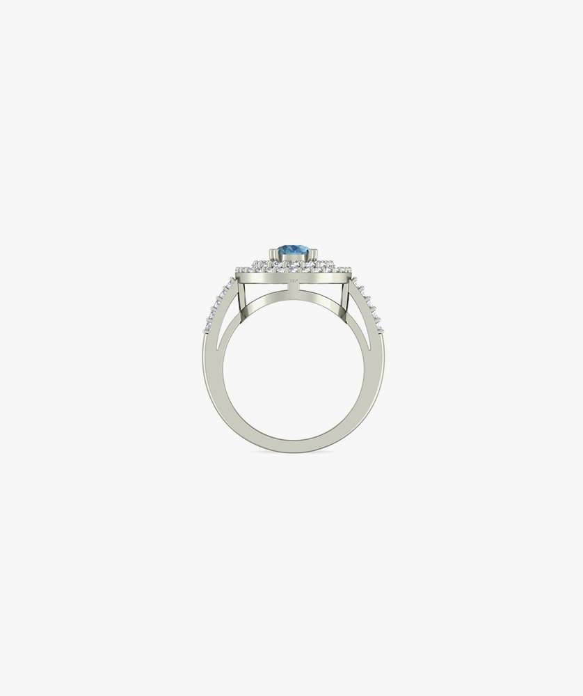 Blue Finger Ring Brass Cubic Zirconia Silver Plated Ring - Image 5