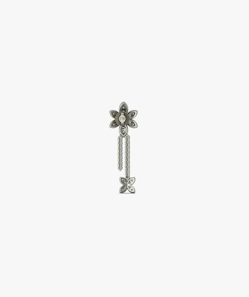 Silver Rhinestone Flower Long Earrings for Women Alloy Drops - Image 4