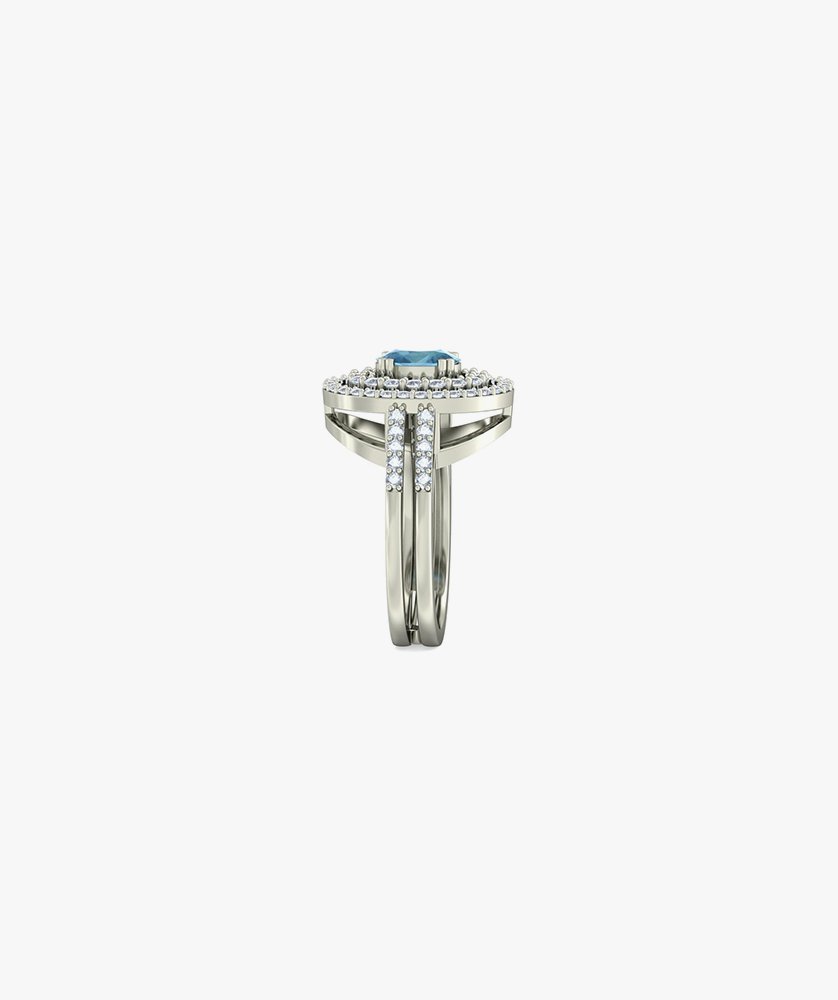 Blue Finger Ring Brass Cubic Zirconia Silver Plated Ring - Image 4