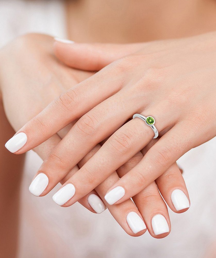 Icecarats 925 Sterling Silver Low Round Green Peridot - Image 4