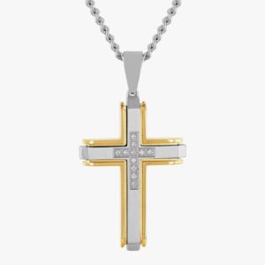 KuberBox 14KT Yellow Gold Divine Cross Pendant for Men/Women